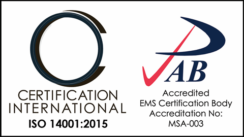 ISO 14001:2015 Certified by Certification International